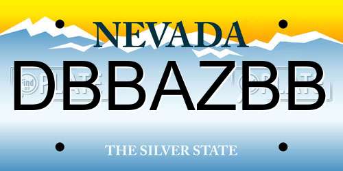 DBBAZBB Nevada License Plate