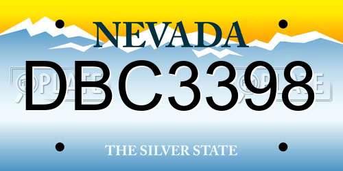 DBC3398 Nevada License Plate