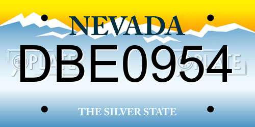 DBE0954 Nevada License Plate