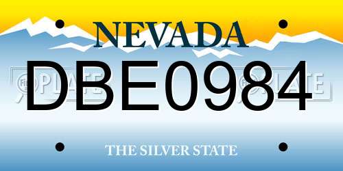 DBE0984 Nevada License Plate
