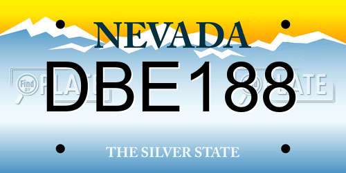 DBE188 Nevada License Plate