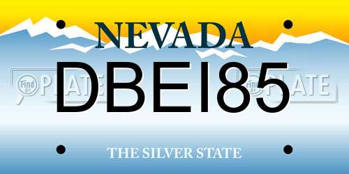 DBEI85 Nevada License Plate