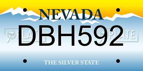 DBH592 Nevada License Plate
