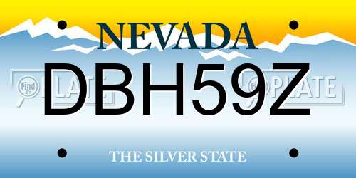 DBH59Z Nevada License Plate