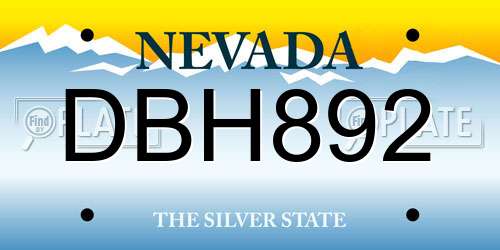 DBH892 Nevada License Plate
