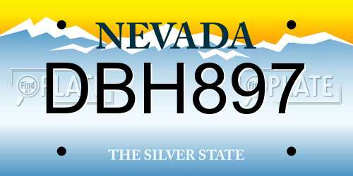 DBH897 Nevada License Plate