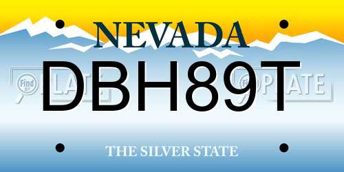 DBH89T Nevada License Plate