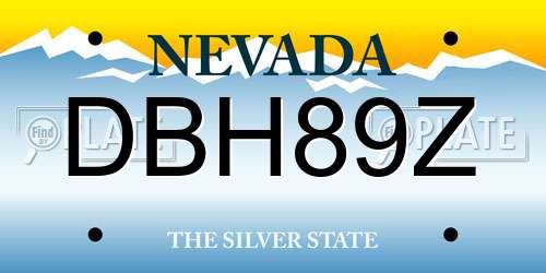 DBH89Z Nevada License Plate