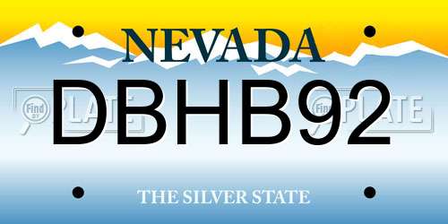 DBHB92 Nevada License Plate