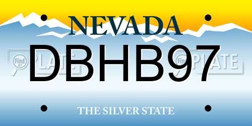 DBHB97 Nevada License Plate