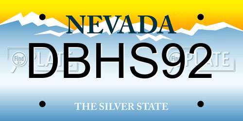 DBHS92 Nevada License Plate