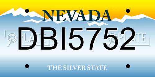 DBI5752 Nevada License Plate