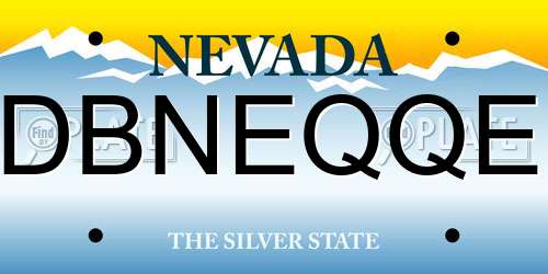 DBNEQQE Nevada License Plate
