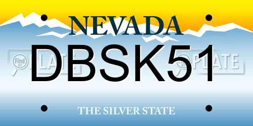 DBSK51 Nevada License Plate