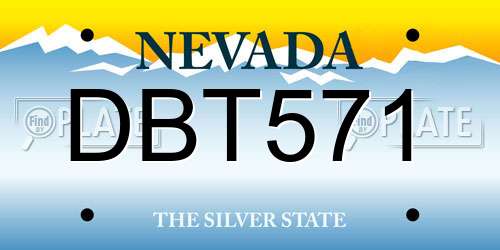 DBT571 Nevada License Plate