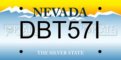 DBT57I Nevada License Plate