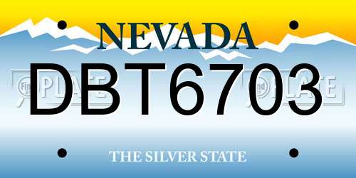 DBT6703 Nevada License Plate