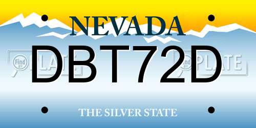 DBT72D Nevada License Plate