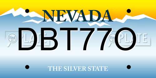DBT77O Nevada License Plate