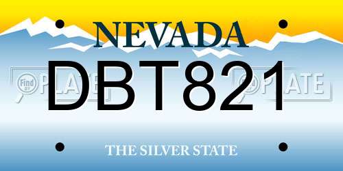 DBT821 Nevada License Plate