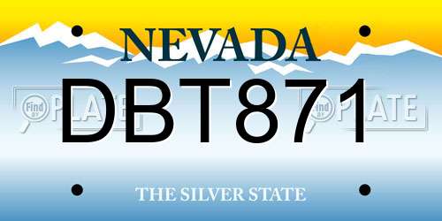 DBT871 Nevada License Plate