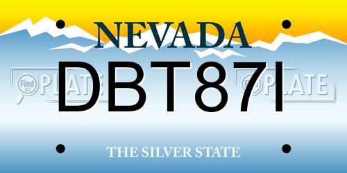 DBT87I Nevada License Plate