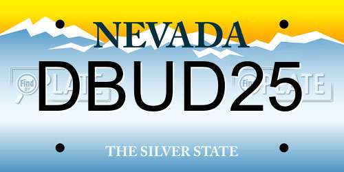 DBUD25 Nevada License Plate