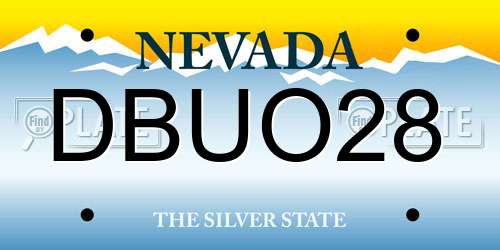 DBUO28 Nevada License Plate