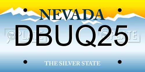 DBUQ25 Nevada License Plate