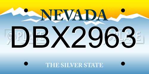 DBX2963 Nevada License Plate