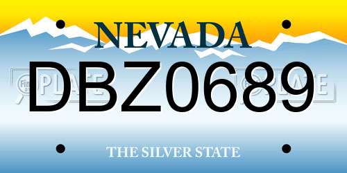 DBZ0689 Nevada License Plate