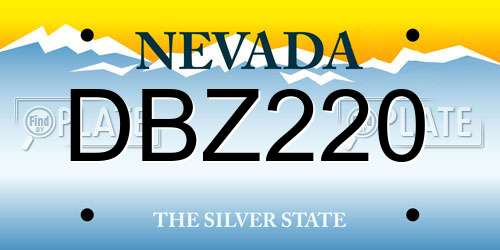 DBZ220 Nevada License Plate