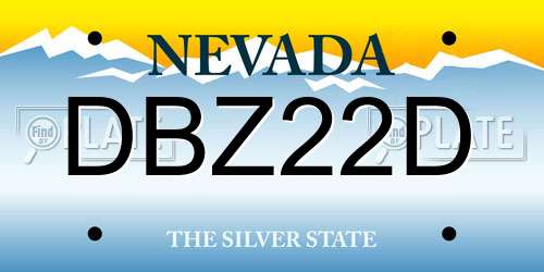 DBZ22D Nevada License Plate