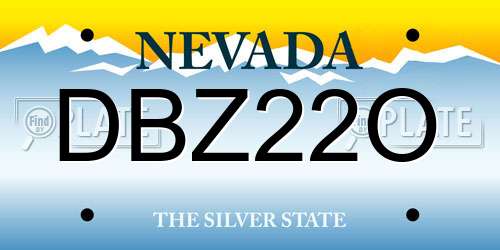 DBZ22O Nevada License Plate