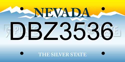 DBZ3536 Nevada License Plate