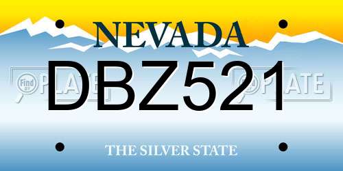 DBZ521 Nevada License Plate