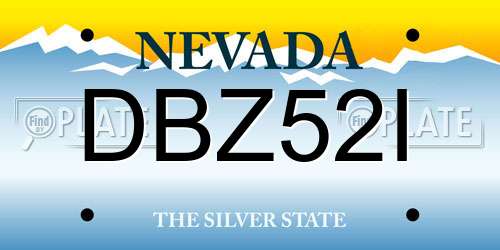 DBZ52I Nevada License Plate