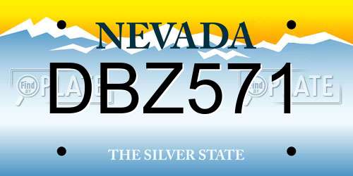 DBZ571 Nevada License Plate