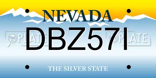 DBZ57I Nevada License Plate