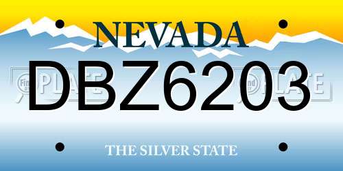 DBZ6203 Nevada License Plate