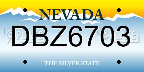 DBZ6703 Nevada License Plate