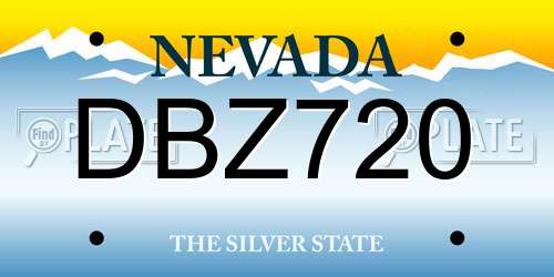 DBZ720 Nevada License Plate