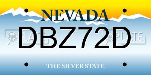 DBZ72D Nevada License Plate