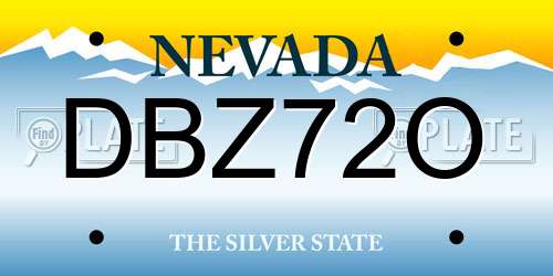 DBZ72O Nevada License Plate