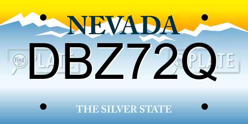 DBZ72Q Nevada License Plate