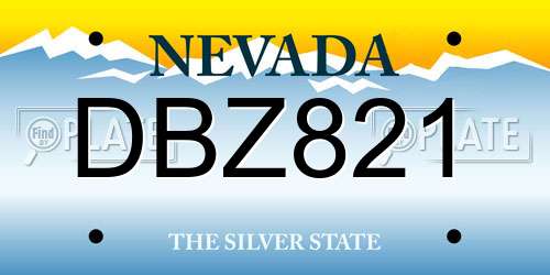 DBZ821 Nevada License Plate
