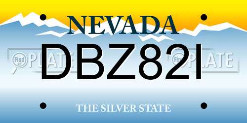 DBZ82I Nevada License Plate