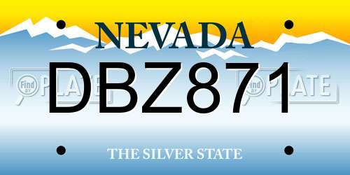 DBZ871 Nevada License Plate