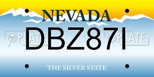 DBZ87I Nevada License Plate