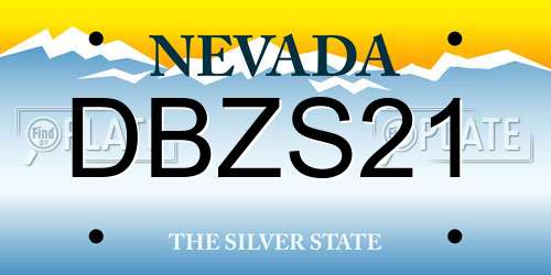 DBZS21 Nevada License Plate